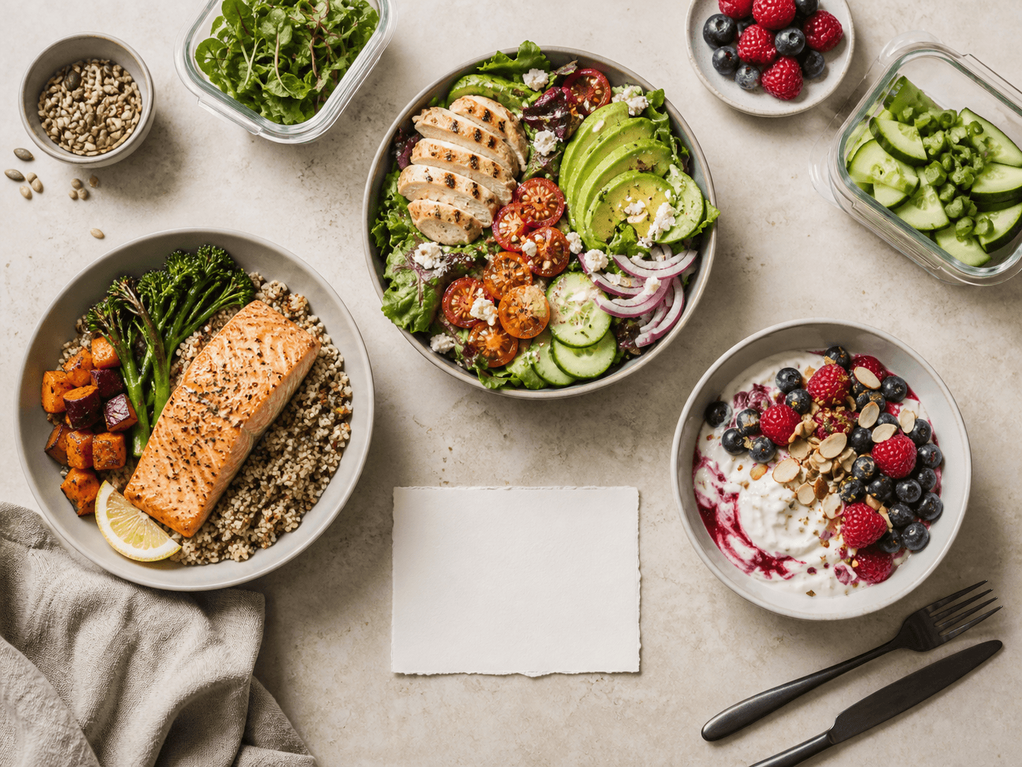 Colourful high-protein meals
